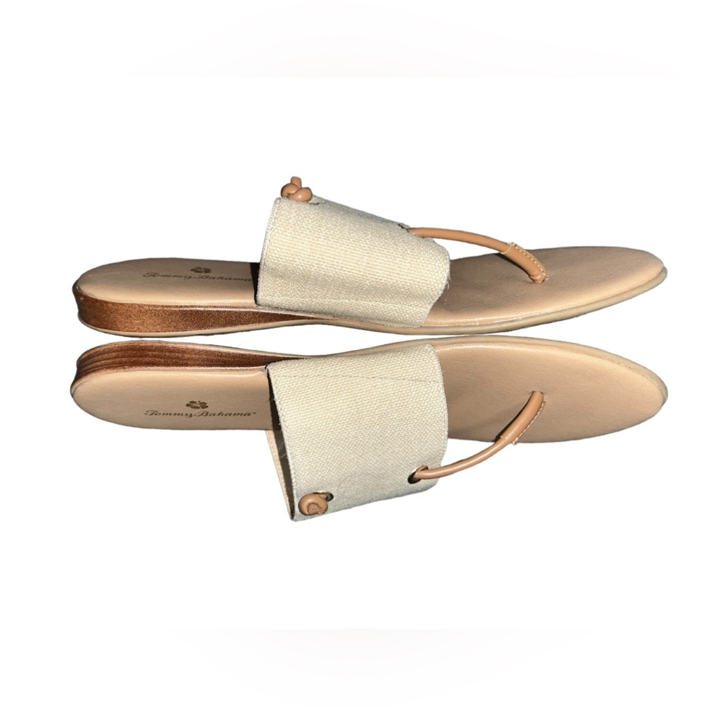 Tommy Bahama Sandals Womens 9.5M Flats Thong Slide Metallic Gold Comfort Slip On - Picture 3 of 6